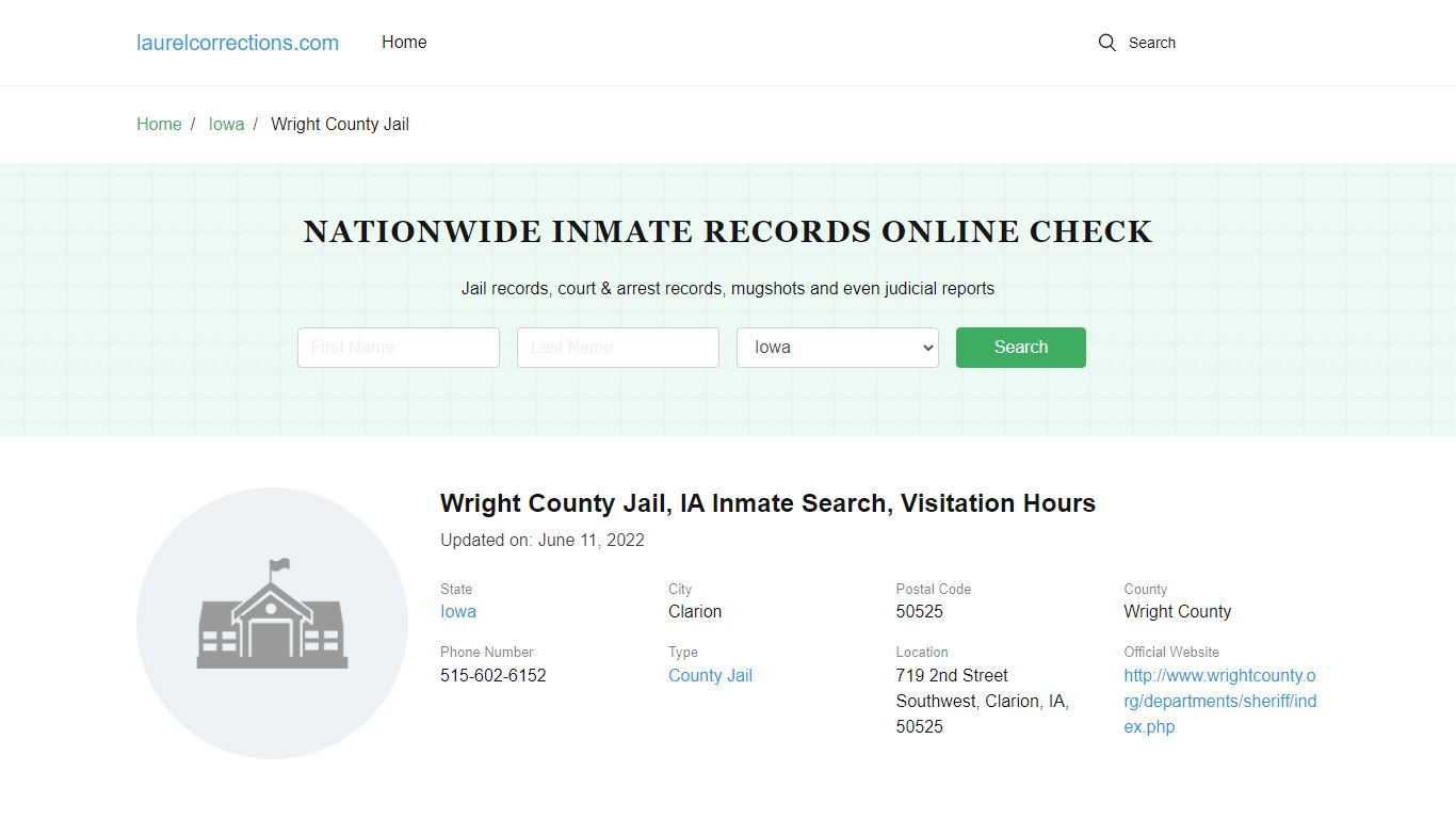 Wright County Jail , IA Inmate Search, Visitation Hours